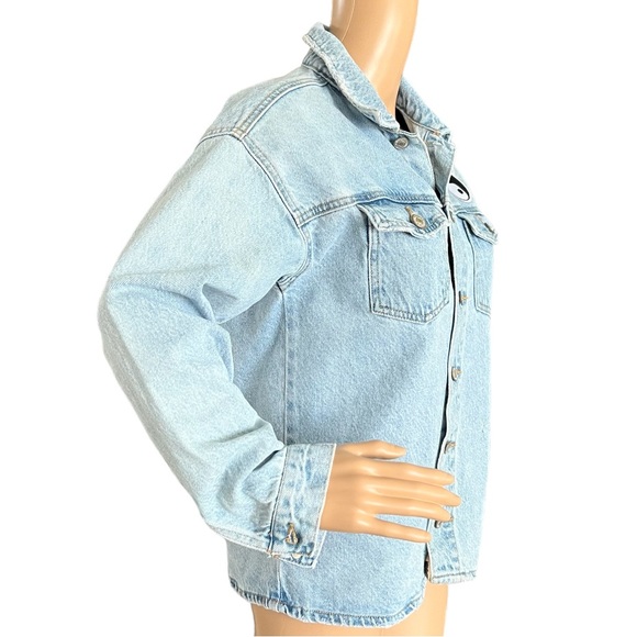 Forever 21 Kids/Juniors Denim Shirt Yin Yang Happy Face - Picture 2 of 4